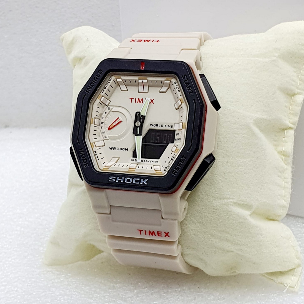 Jam Tangan Pria TIMEX 1854 Rubber Dual Time