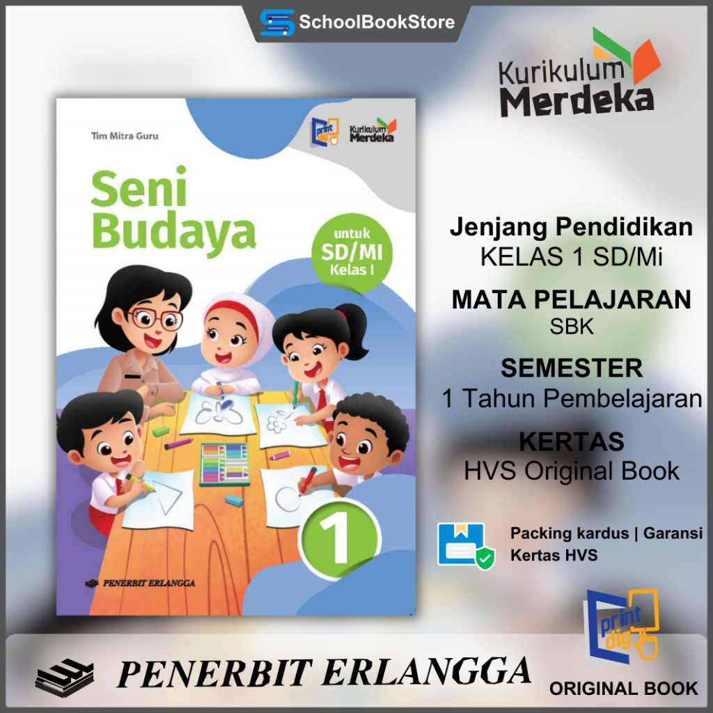 Jual Buku Seni Budaya Kelas 1 SD MI Kurikulum Merdeka Erlanga Anak ...