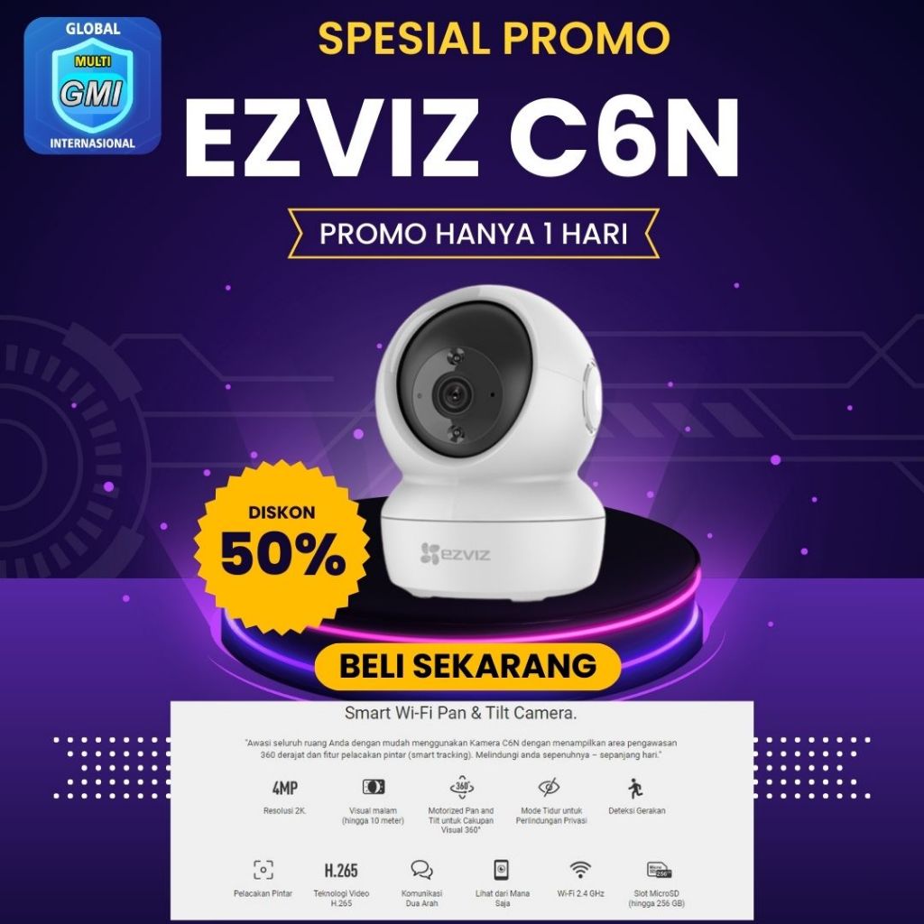 Jual CCTV EZVIZ C6N 4MP Indoor SMART IP CAMERA 360° PTZ Smart Home ...