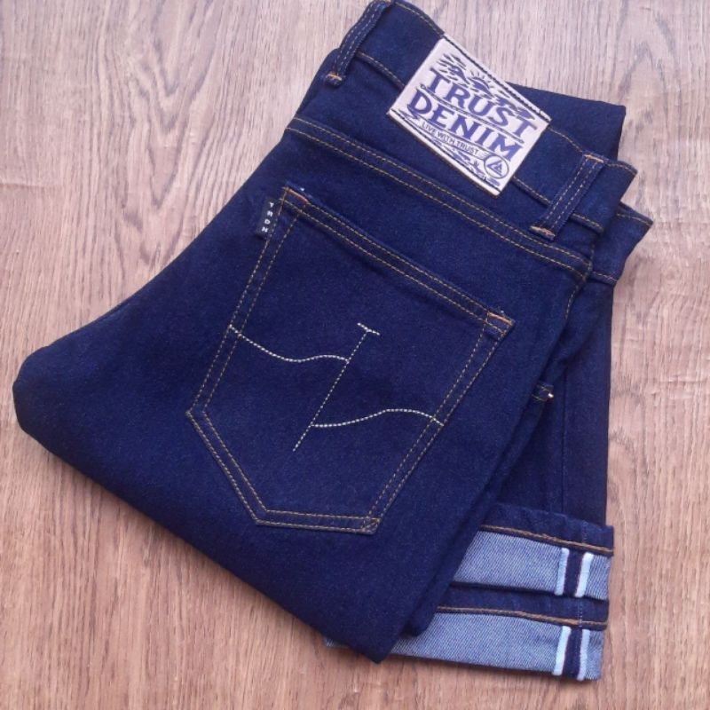 TRUST DENIM Celana Jeans Pria washed Denim Selvedge Accent Phoenix 707  -Blue Indigo Washed Denim - Main Image