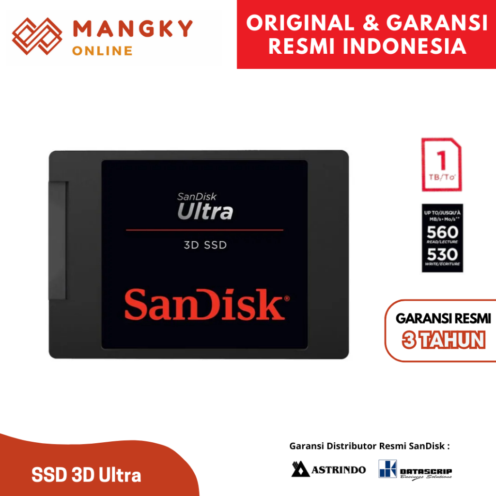 Jual Sandisk SSD 3D Ultra 1TB 1 tb ori original garansi resmi Indonesia