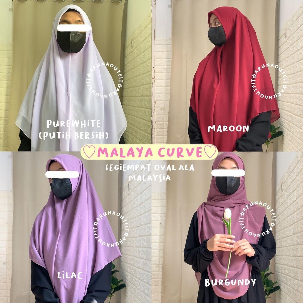 Jual Arunaoutfit 110k Get 3 Malaya Curve Hijab Segiempat Oval Syari