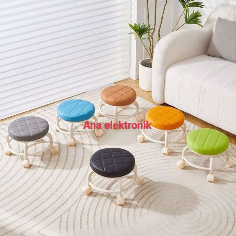 Jual KURSI MINI BULAT RODA PUTAR 360 DERAJAT MULTIFUNGSI | Shopee Indonesia