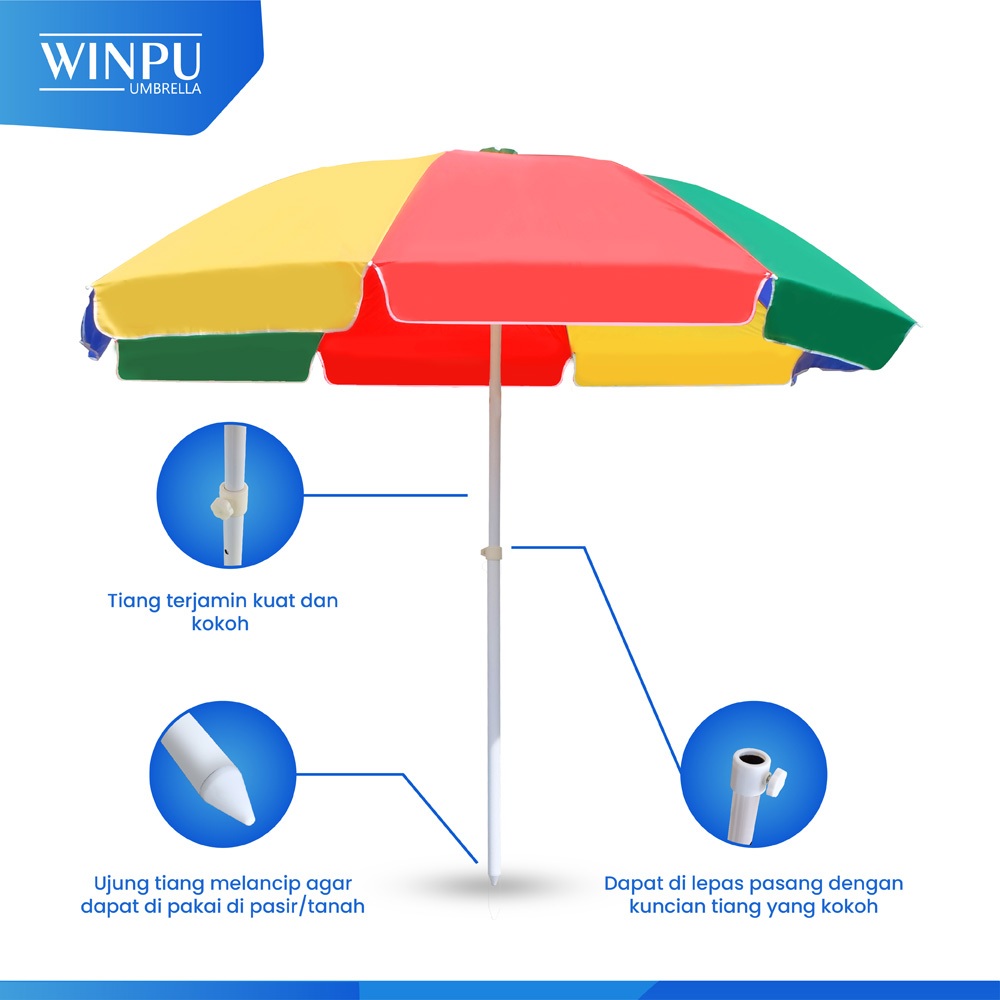 Jual WINPU Payung Tenda Jualan Besar Pelangi (215Cm - 240Cm) 1 Lapis ...