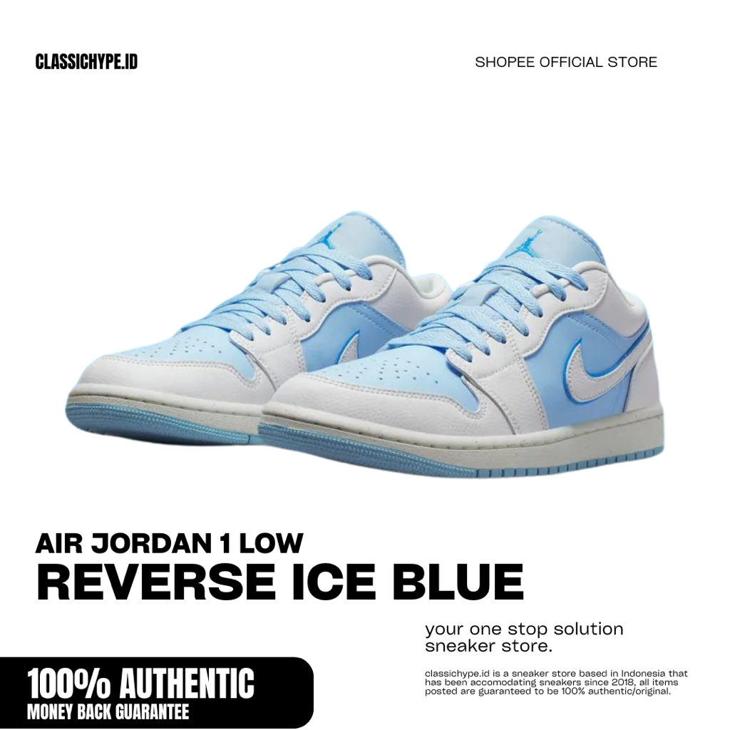Jual AIR JORDAN 1 LOW REVERSE ICE BLUE 100% ORIGINAL | Shopee Indonesia