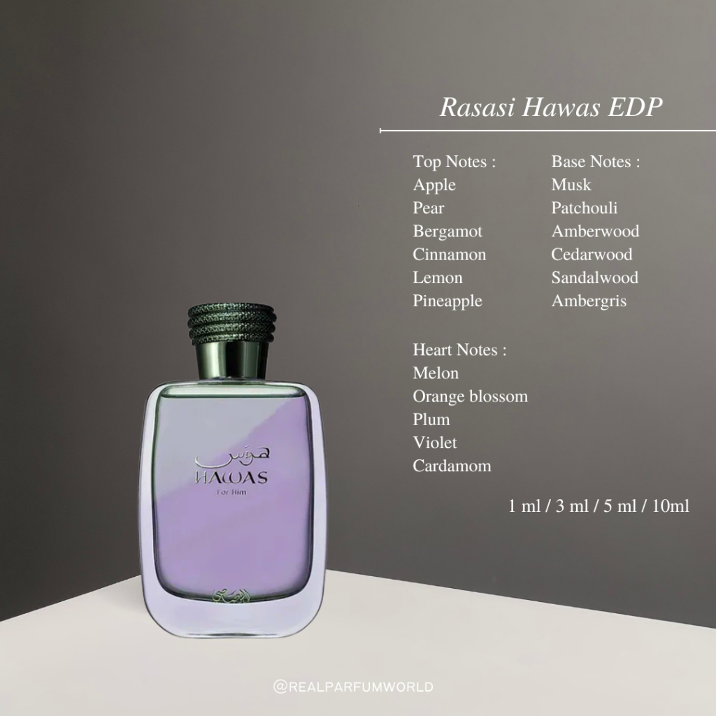 Jual REAL PARFUM WORLD - Decant Parfum Rasasi Hawas for Men | Shopee ...