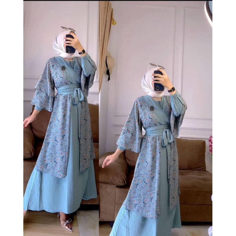 Jual Gamis 2in1 Outer Terpisah Wanita Jumbo Bahan Crinkel Airflow Mix ...