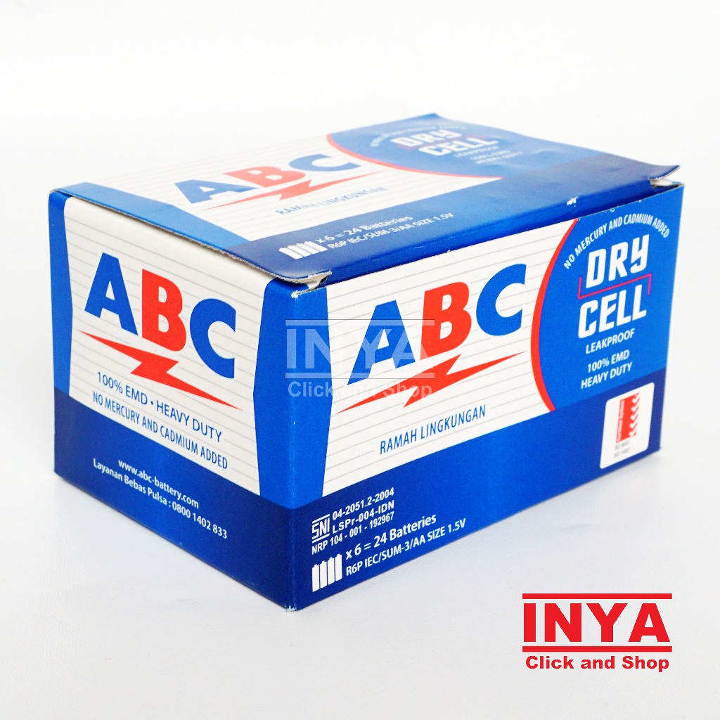 Jual Baterai ABC Biru Size AA 1.5V R6P BOX isi 24pcs - Battery | Shopee ...