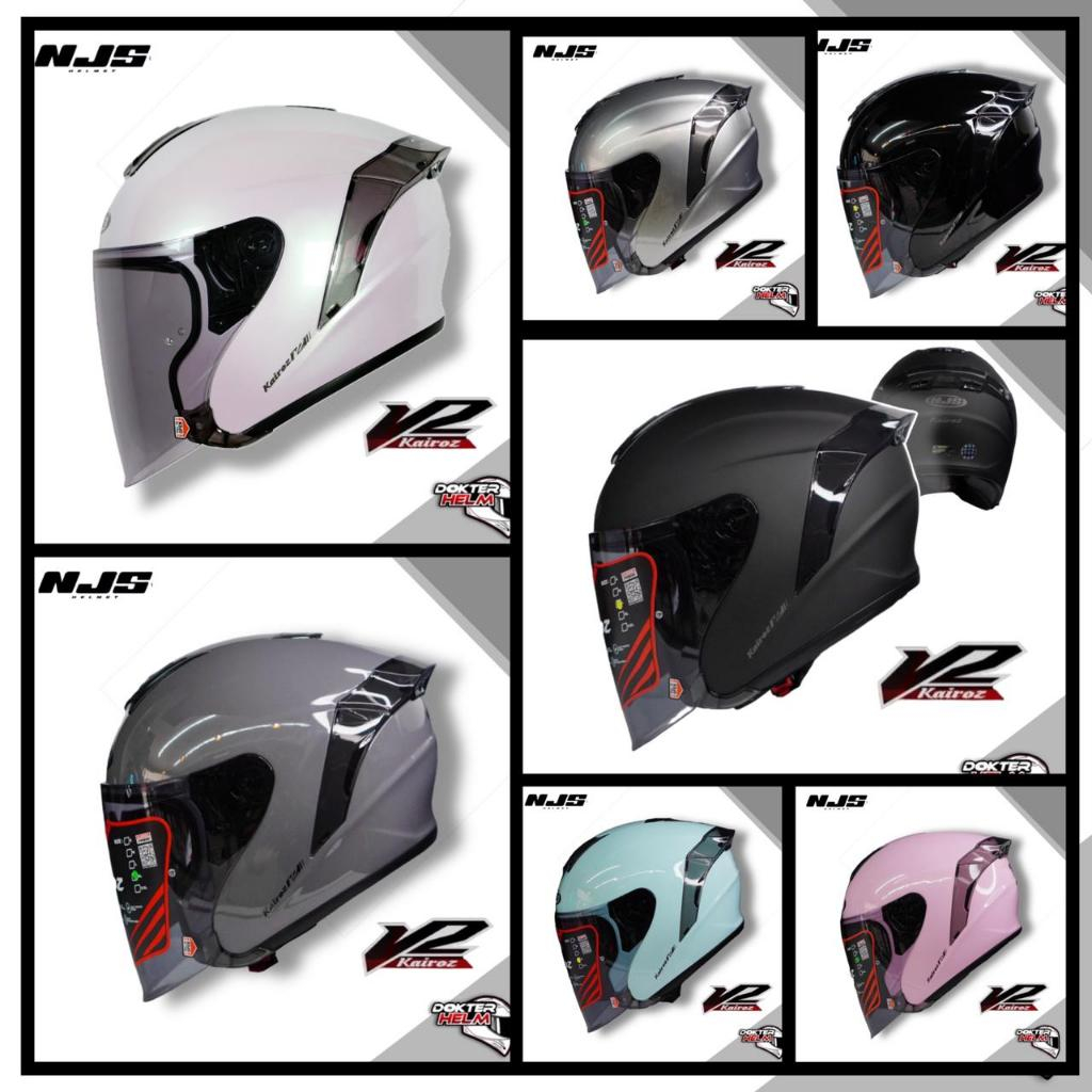 Jual Helm Njs Kairoz Solid V Full Set Flat Visor Helm Half Face Sni Shopee Indonesia