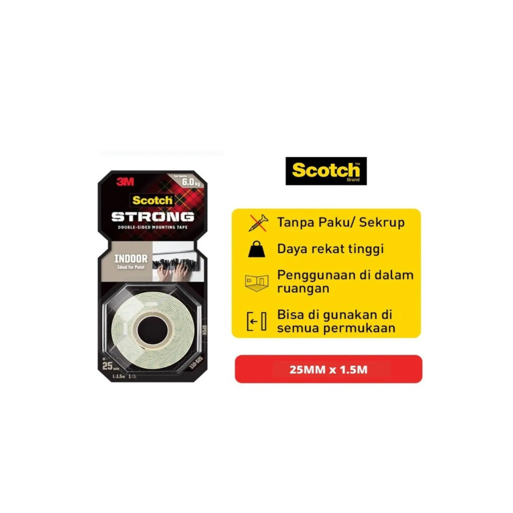 Jual Perekat Isolasi Dinding Indoor Mounting Tape Scotch 3M P110 S25 25