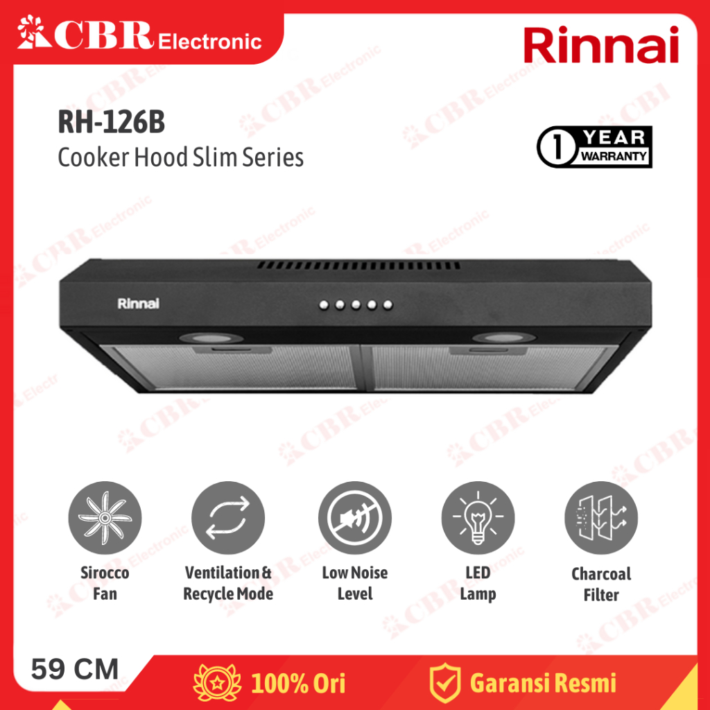 Jual Cooker Hood / Penghisap Asap RINNAI RH-126B (BLACK) | Shopee Indonesia