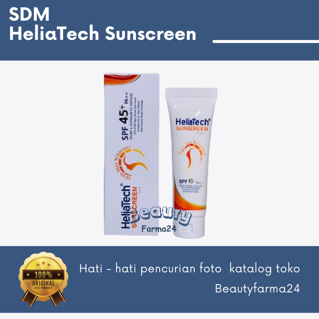 Jual SDM - HELIATECH SUNSCREEN SPF 45 + PA +++ 40gr | Shopee Indonesia