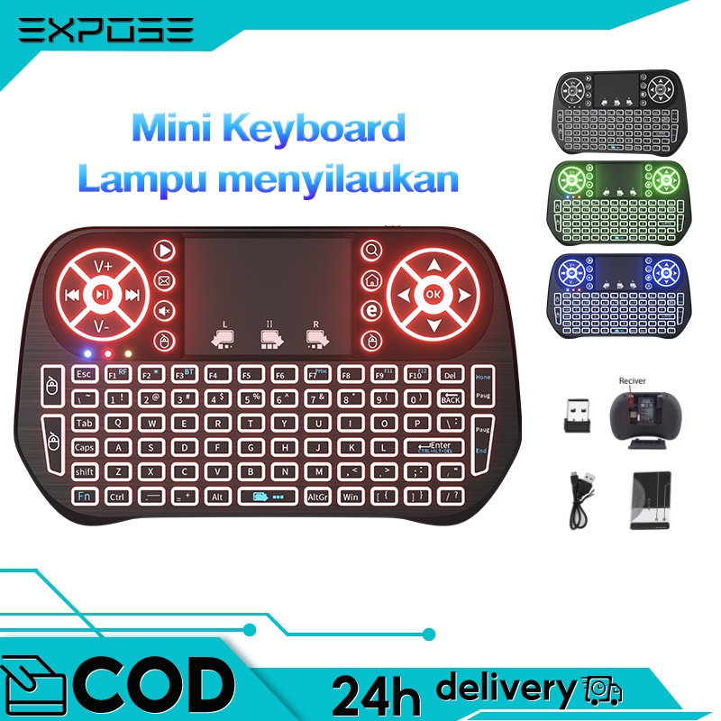 Jual Keyboard Wireless mini keyboard 2.4G Led Touchpad with 4 colour i8 ...