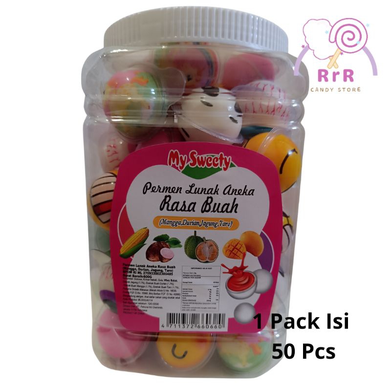 Jual Permen Lunak My Sweety Aneka Rasa Buah 1 Pack 50 Pcs | Shopee ...