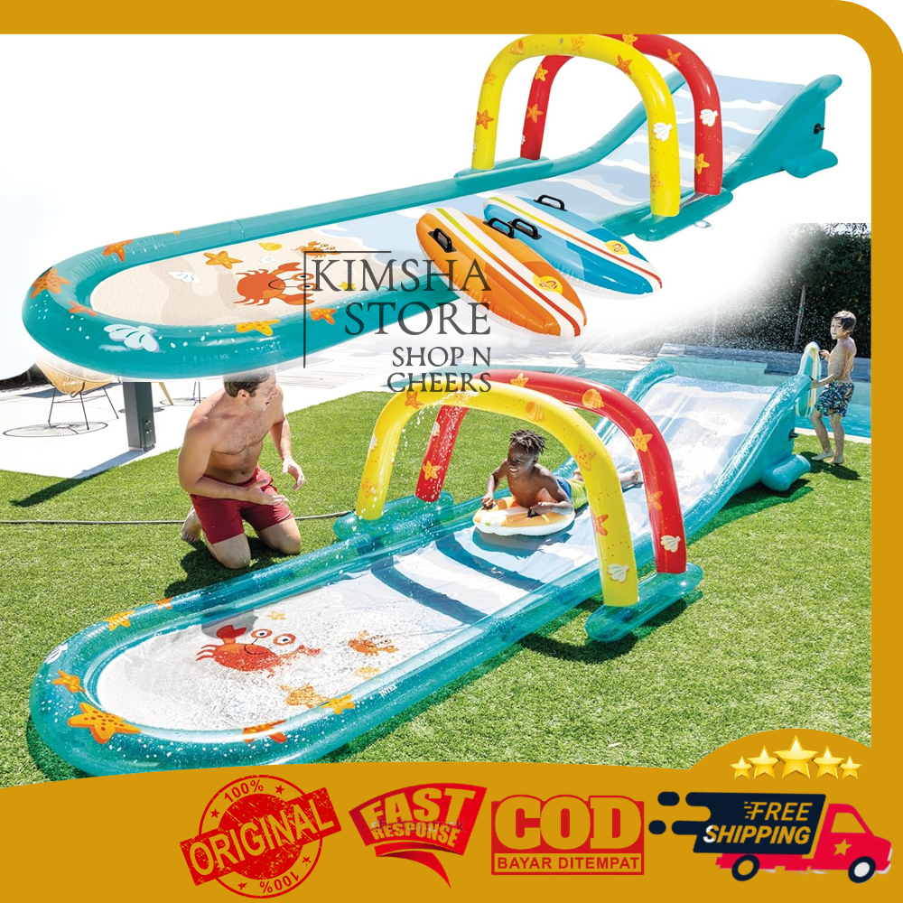 Jual Intex Racing Surfing Water Sprayer Fun Slide with 2 Surf Riders ...