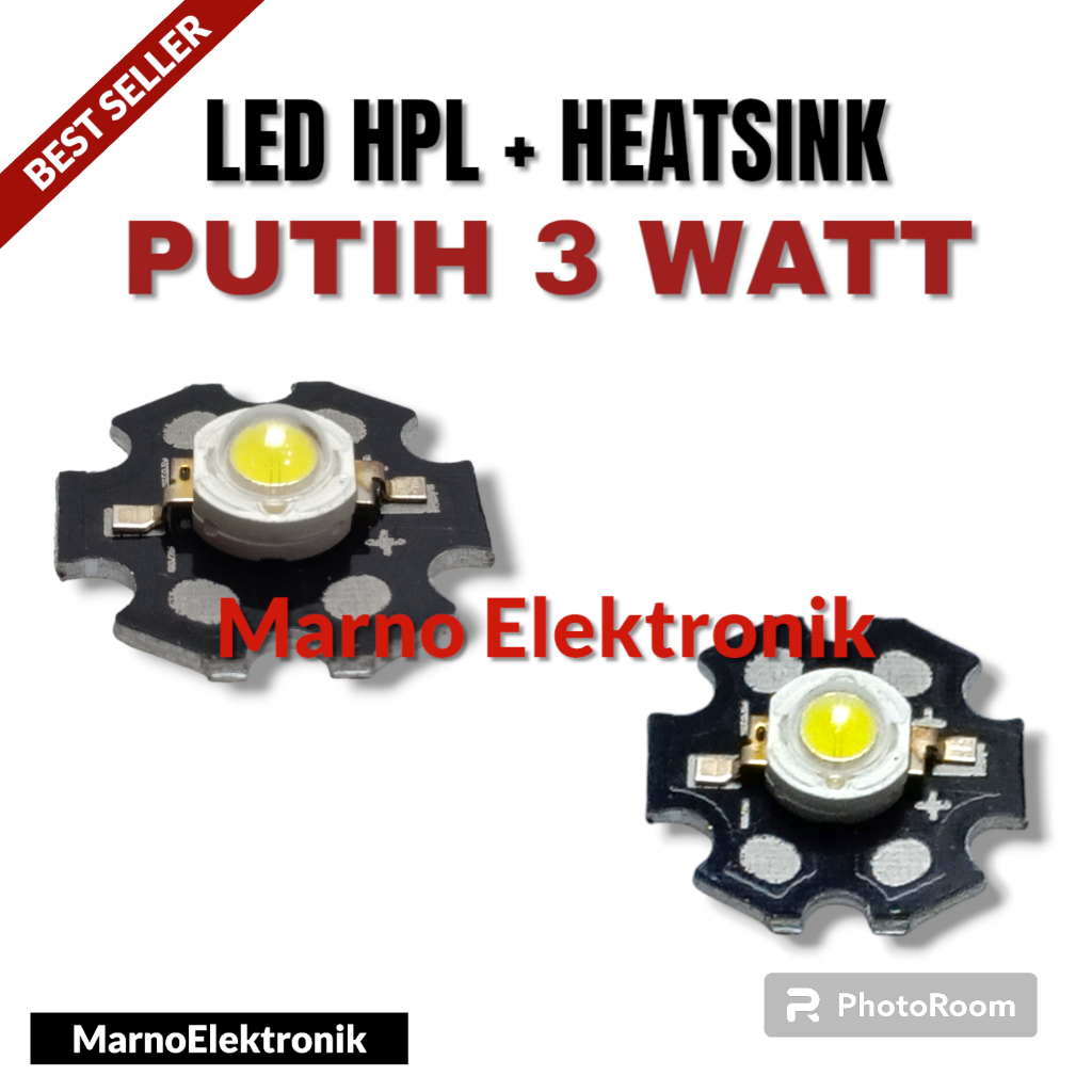 Jual LED HPL 3 WATT WARNA PUTIH + HEATSINK PENDINGIN LAMPU LED 3W ...