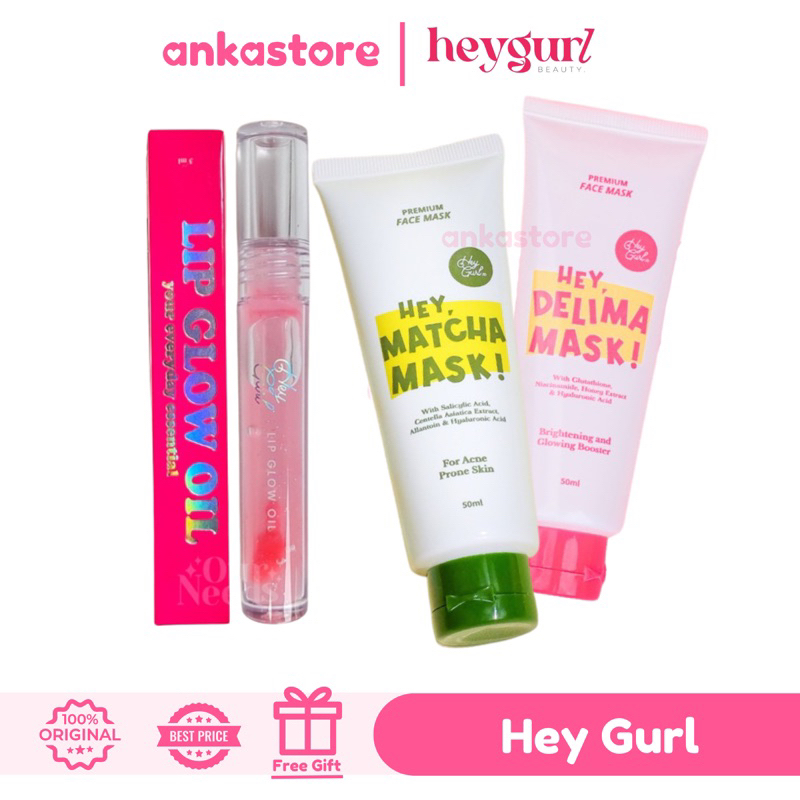 Jual HeyGurl Lip glow Oil Serum Delima Matcha Clay Mask | Shopee Indonesia