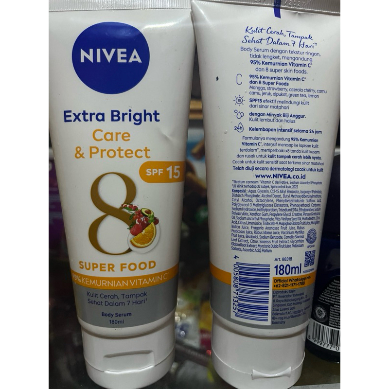 Jual Nivea Extra White Body Serum Careandprotect 180ml Shopee Indonesia