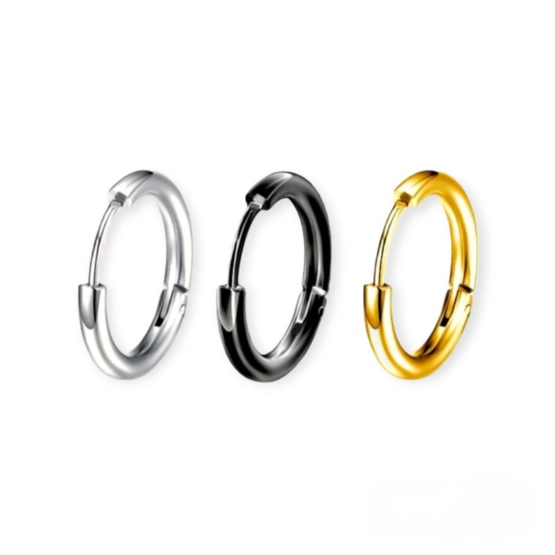 Jual Sepasang Anting Ring Engsel Titanium Hoops Anti Karat | Shopee ...
