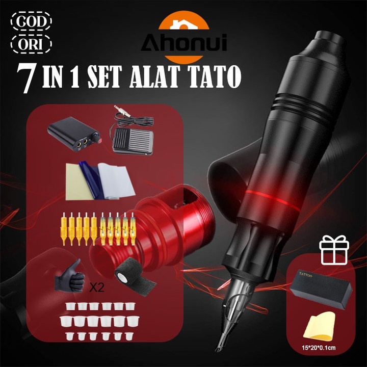 Jual Ahonui Garansi 7 in 1 Set Lengkap Mesin Tato Pena Tato Listrik ...