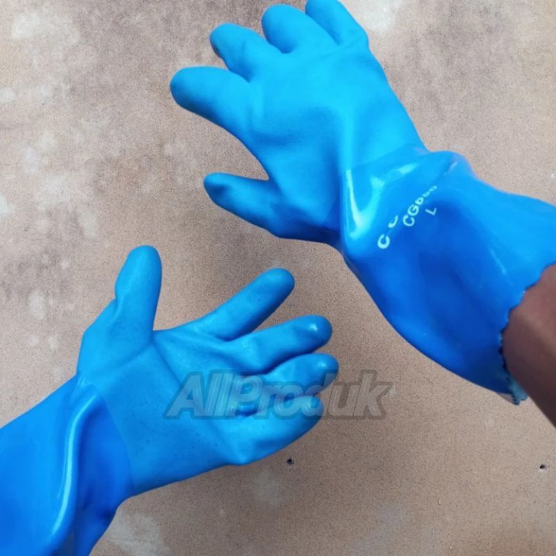 Jual Sarung Tangan Karet Tebal Chemical Kimia Panjang Pvc Comet CG656 ...