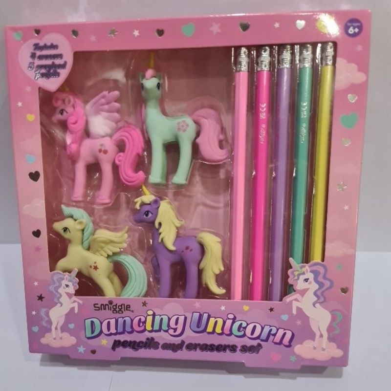 Jual SMIGGLE DANCING UNICORN PENCIL AND ERASERS SET | Shopee Indonesia