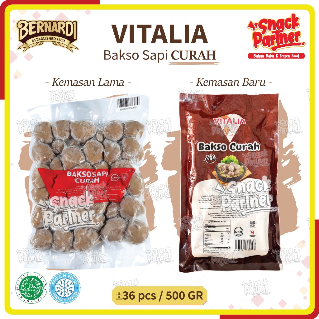 Jual Curah Vitalia Bakso Daging Sapi By Bernardi 500 Gr 36 Pcs