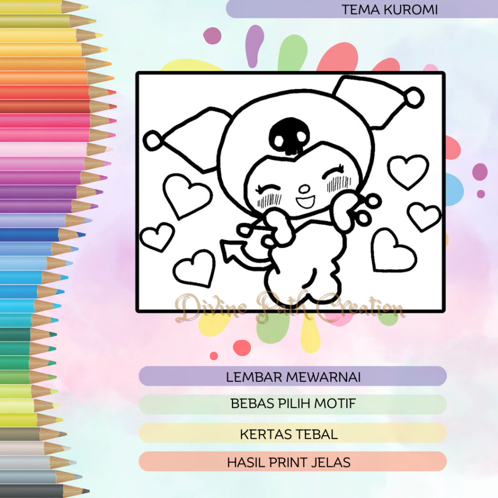 Jual LEMBAR MEWARNAI ANAK / KERTAS MEWARNAI TEMA KUROMI / COLORING ...