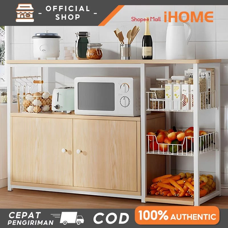 Transformasi Dapur Rapi & Estetik dengan iHOME Rak Dapur Kayu Serbaguna