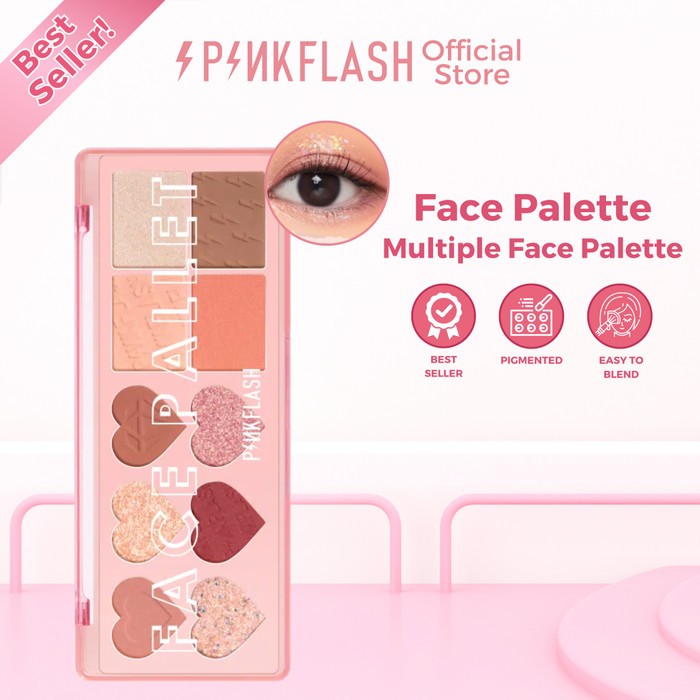 Jual PINKFLASH MULTIPLE FACE PALLET EYESHADOW / BLUSH / CONTOUR ...