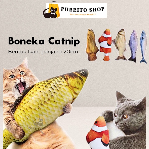 Jual Mainan Kucing Boneka Ikan Catnip Hewan Pet Toy Cat Crucian Nemo ...