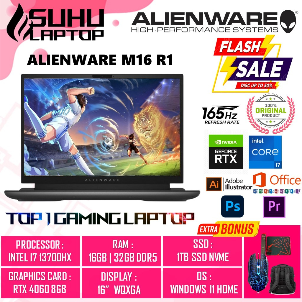 Jual Laptop Gaming Keren Alienware M16 R1 Intel i7 13700HX 32GB DDR5 ...