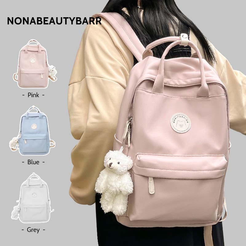 Ransel Remaja Gaya Korea Fashion Ransel Kanvas Kasual Ransel Wanita  backpack laptop Sekolah travel bag