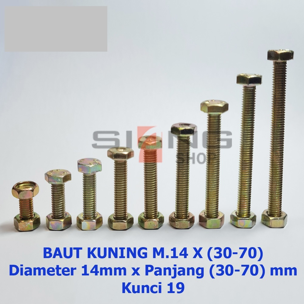 Jual Baut Dan Mur Besi M14 (30-100)Kuning Kunci 19 Baut Siku-Baut ...