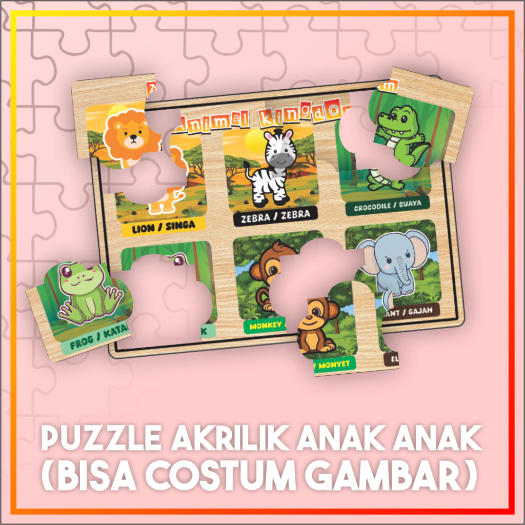 Jual Puzzle Akrilik Mainan Edukatif Untuk Anak Tema Hewan ( Bisa Costum ...