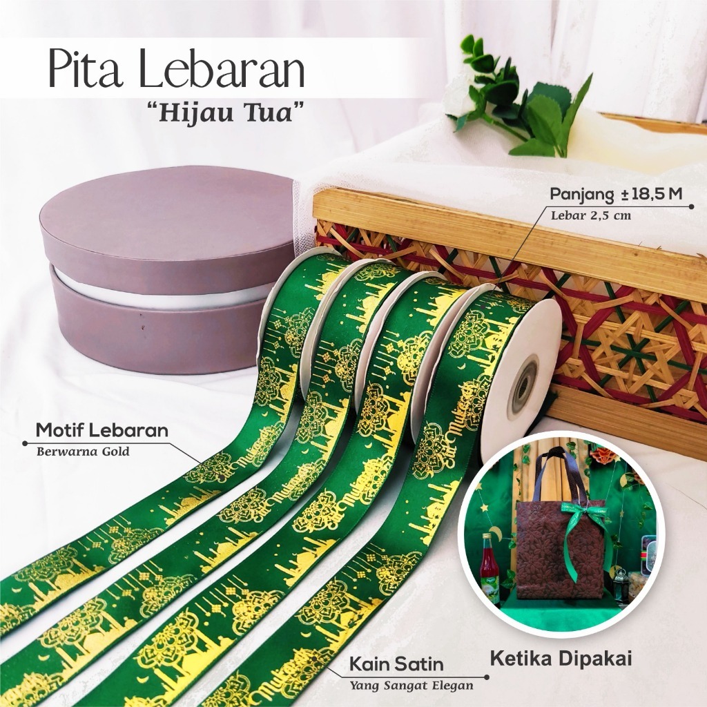 Jual Taseco Pita Roll Satin Lebaran Idul Fitri Pita Hampers Lebaran Pita Sablon Lebaran Shopee