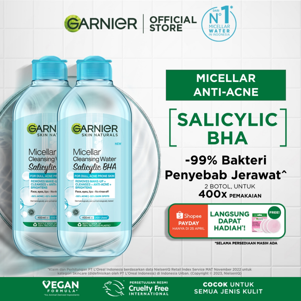 Jual [PAKET HEMAT ISI 2] Garnier Micellar Water Salicylic Blue Skincare