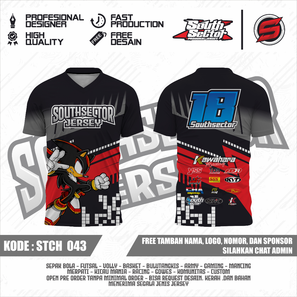 Jual Jersey Racing / Kaos Racing (CUSTOM NAMA & NOMOR) STCH 043 ...