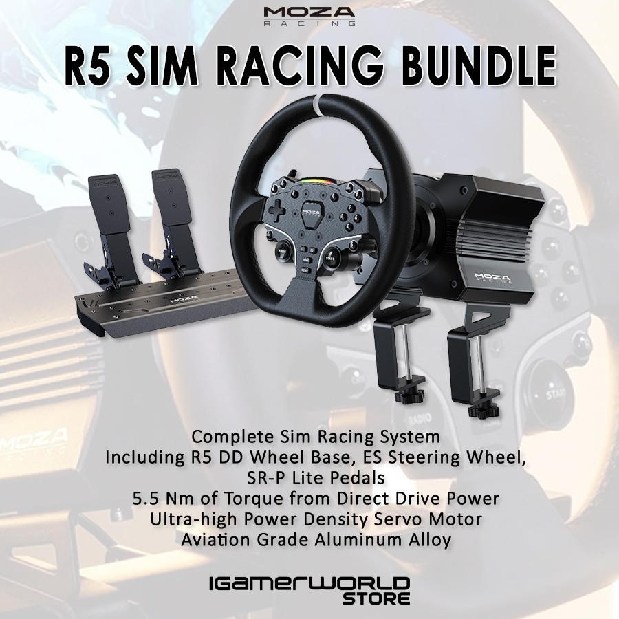 Jual MOZA Racing R5 Bundle Direct Drive Racing Simulator Steering Wheel ...