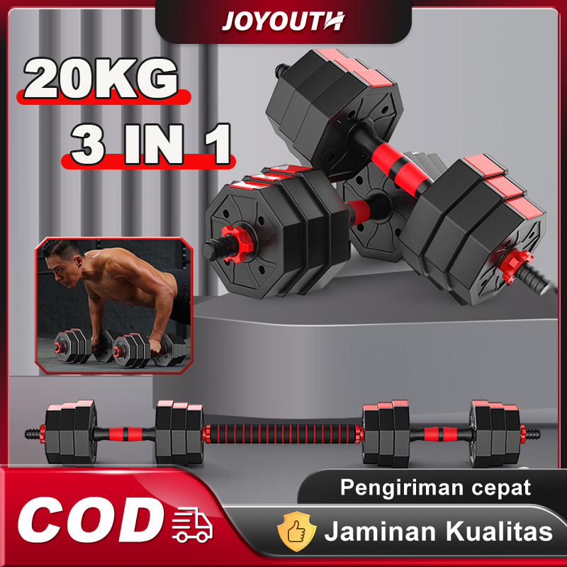 Jual JOY 10/20KG Dumbbell Barbel Set Alat Olahraga PVC Fitness ...