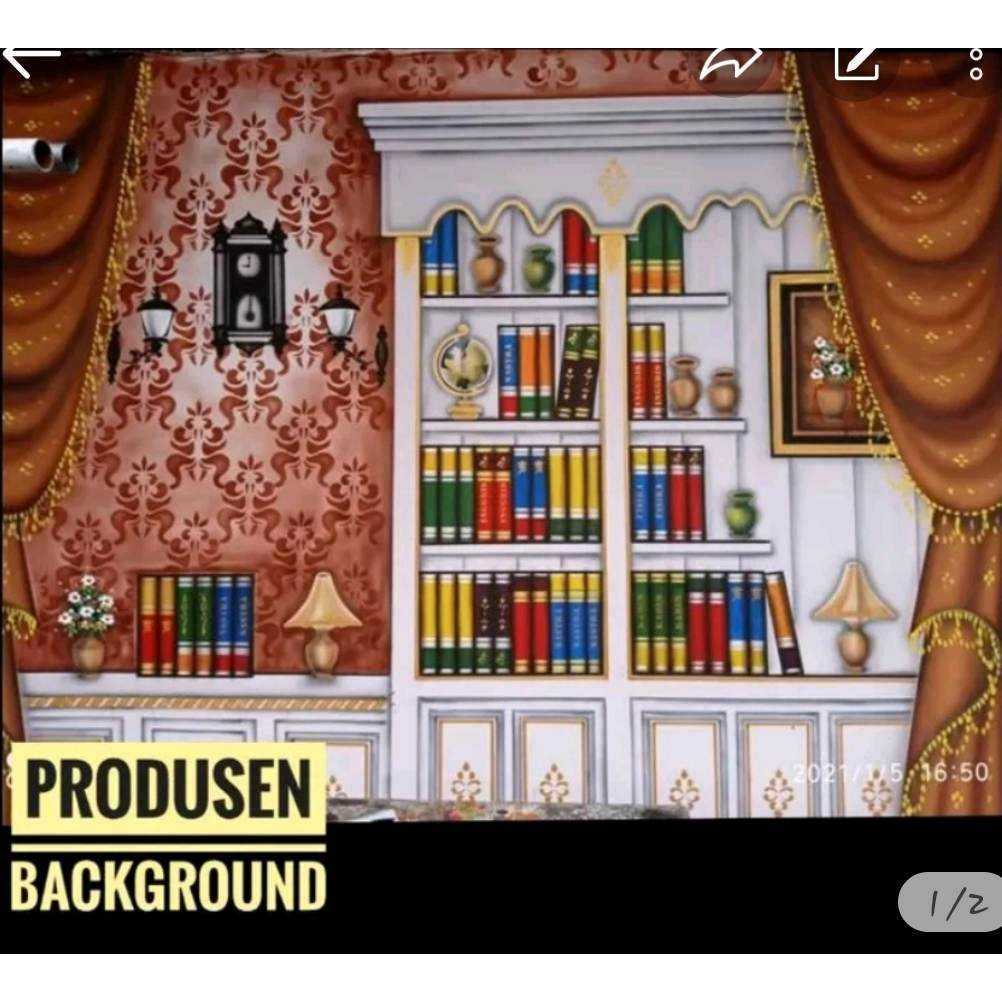 Jual [READY] Background Foto/ Latar/ Rak buku Wisuda Foto Studio model
