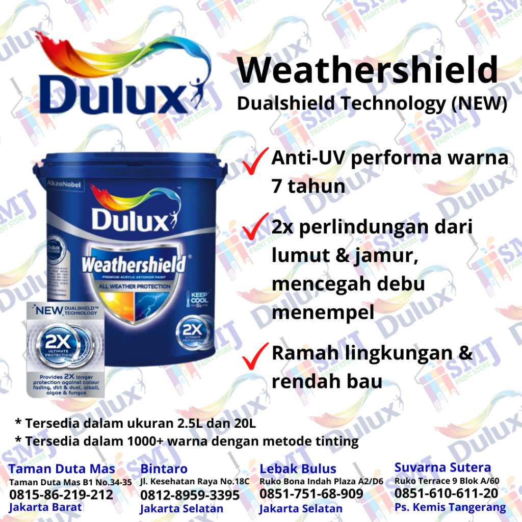 Jual Cat Tembok Exterior Luar Dulux Dualshield Weathershield 2 5 Liter