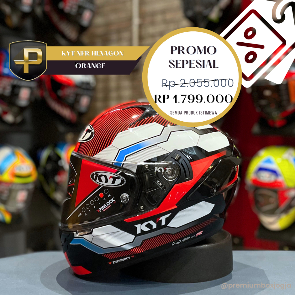 Jual HELM KYT NFR HEXAGON Orange FULL FACE DOUBLE VISOR