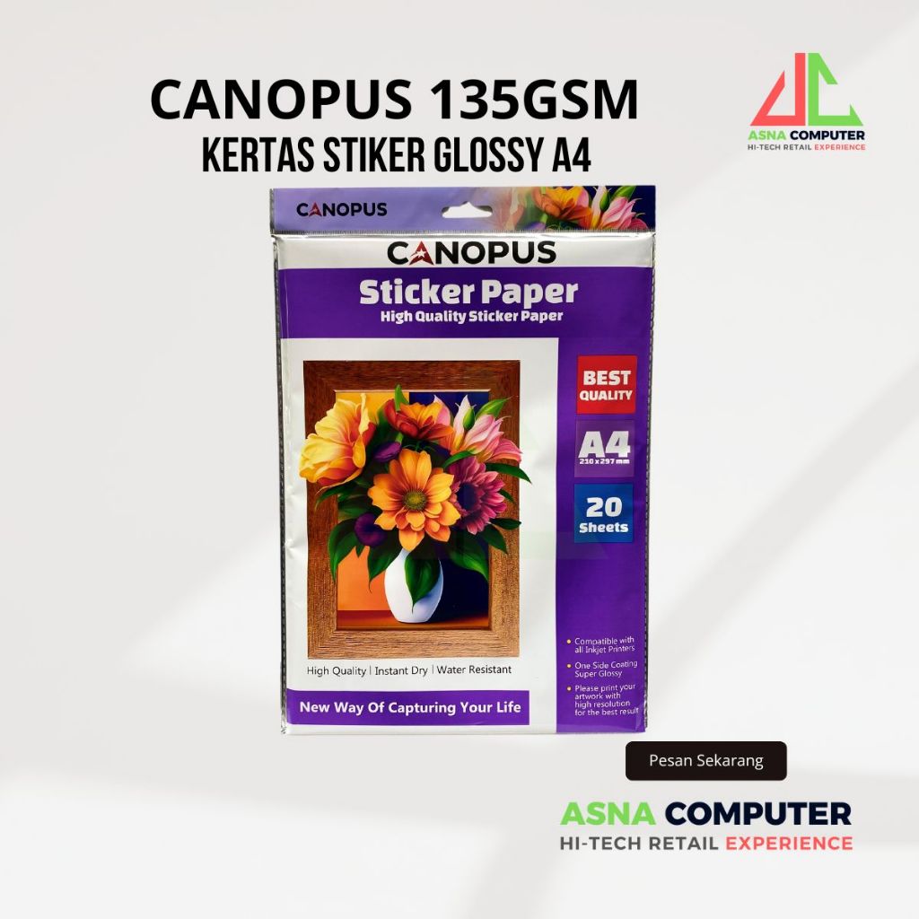 Jual Kertas Stiker Gilap Blue Print 120gsm 135gr Sticker Glossy Photo ...