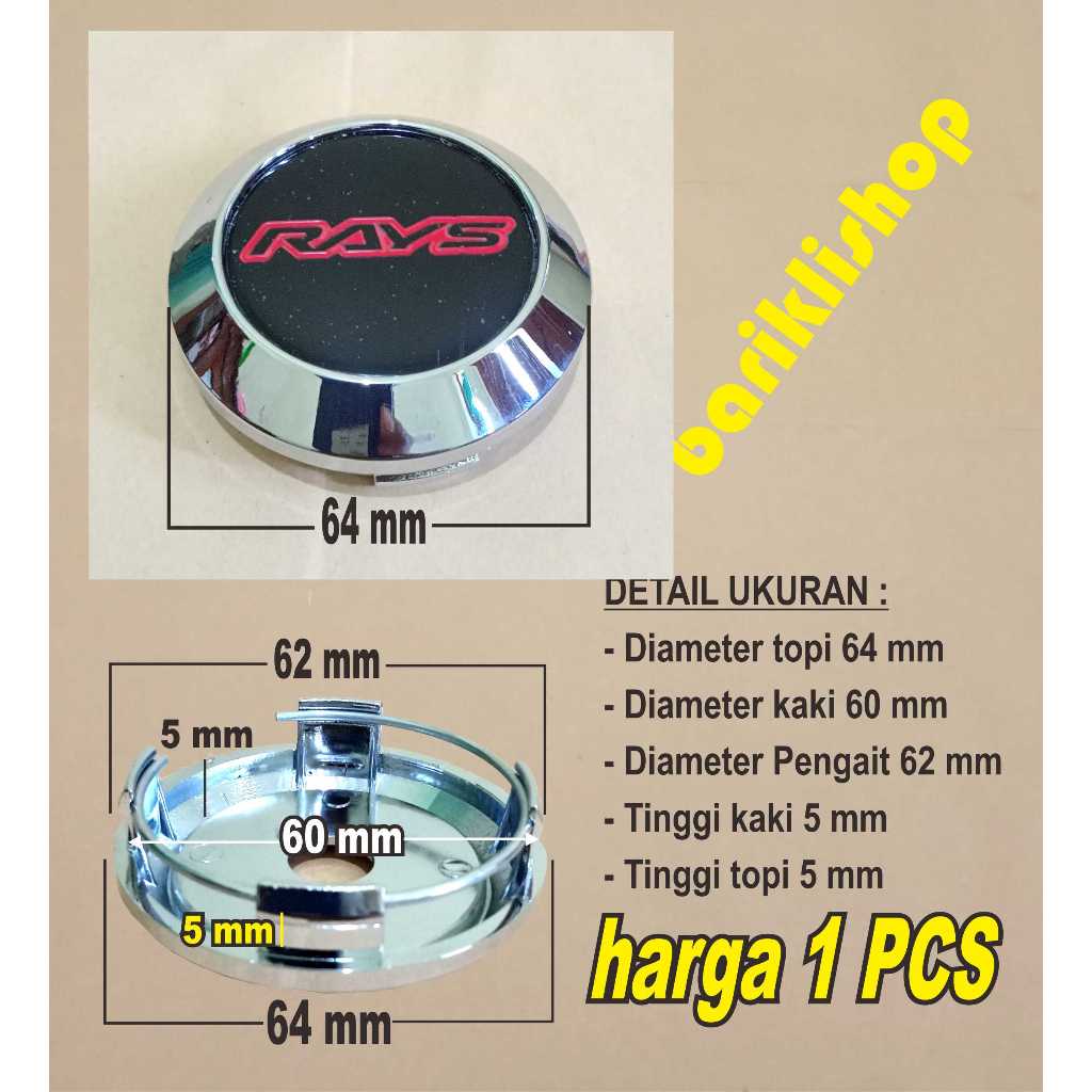 Jual 1 BUAH DOP CENTER VELG CE28 TE37 RAYS VOLK WARNA CROM 64 MM ...
