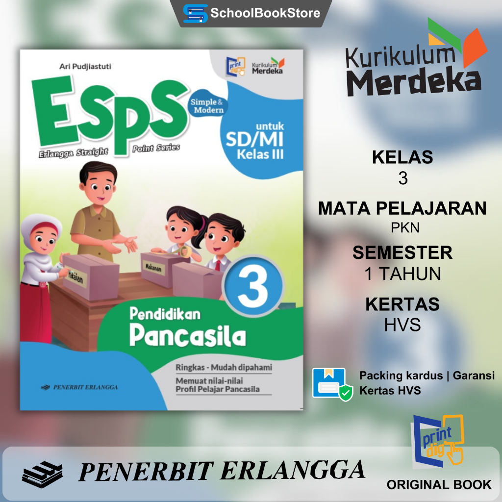 Jual BUKU ERLANGGA PKN KELAS 3 SD MI KURIKULUM MERDEKA PENERBIT ...