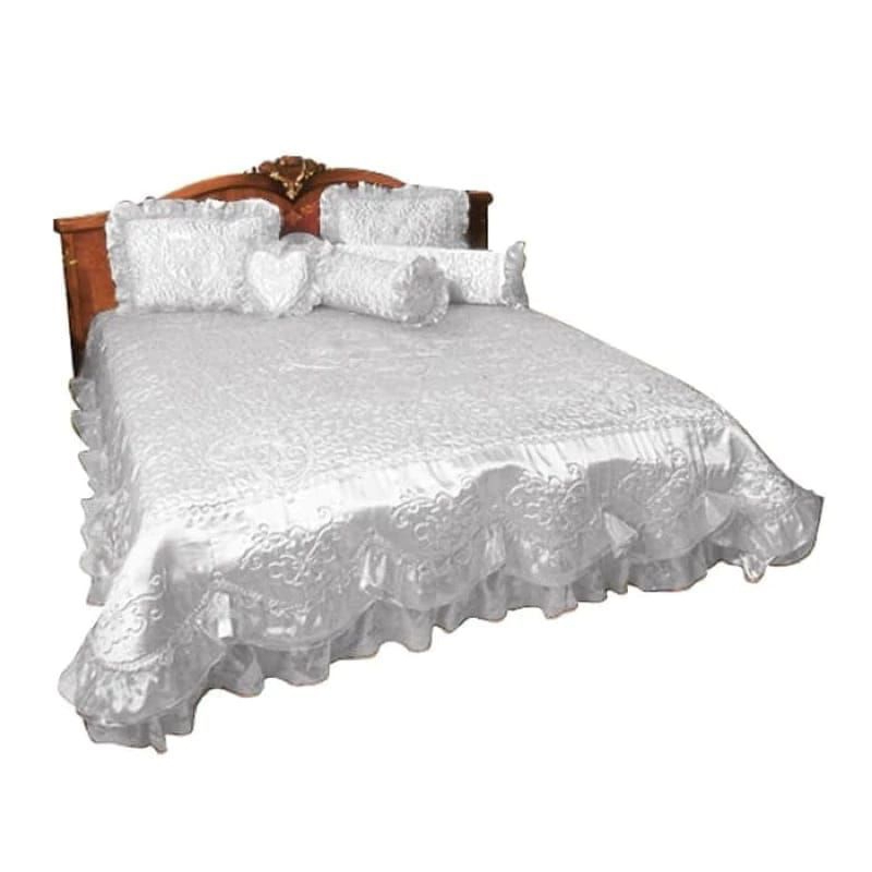 Jual sprei satin merk rosana / sprei pengantin rumbai 2 susun ...