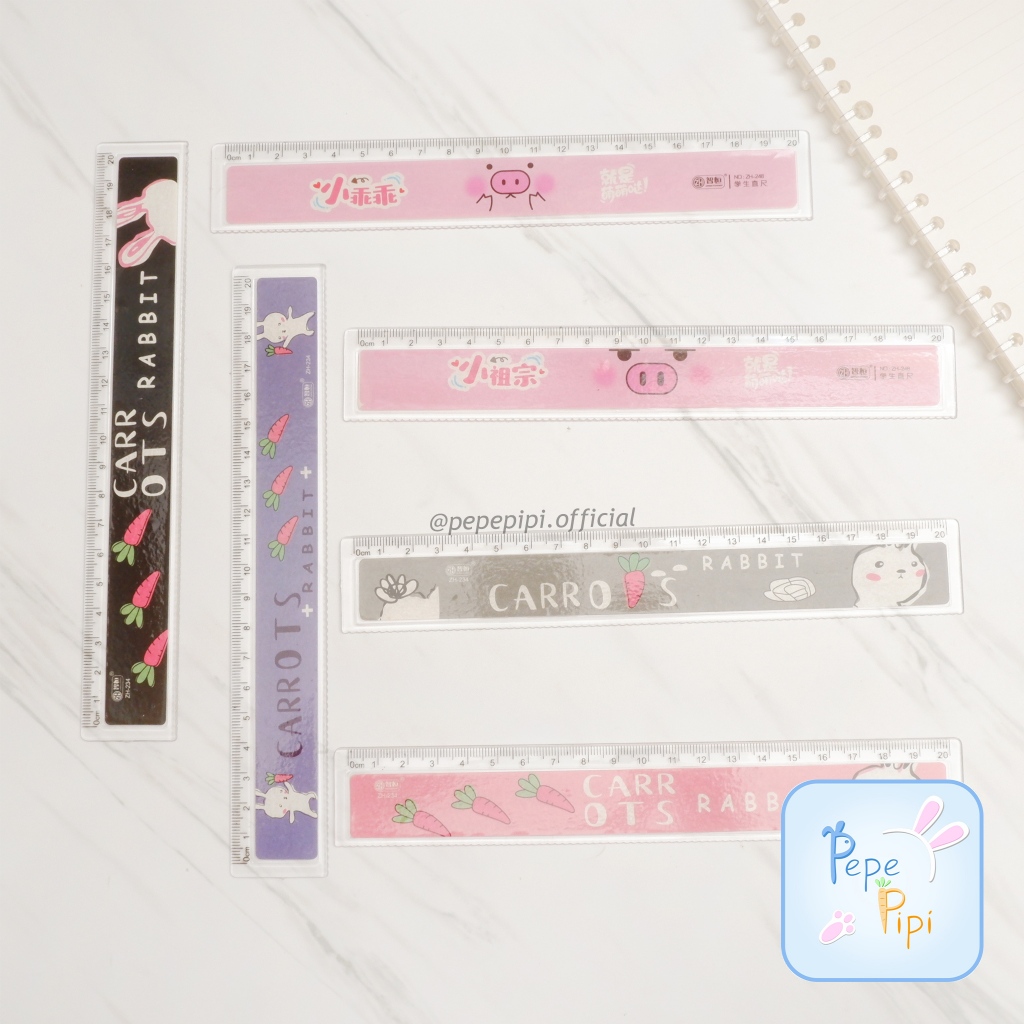 Jual Penggaris Panjang 20 cm Zhiheng Pig Rabbit Ruler Mistar Plastik ...