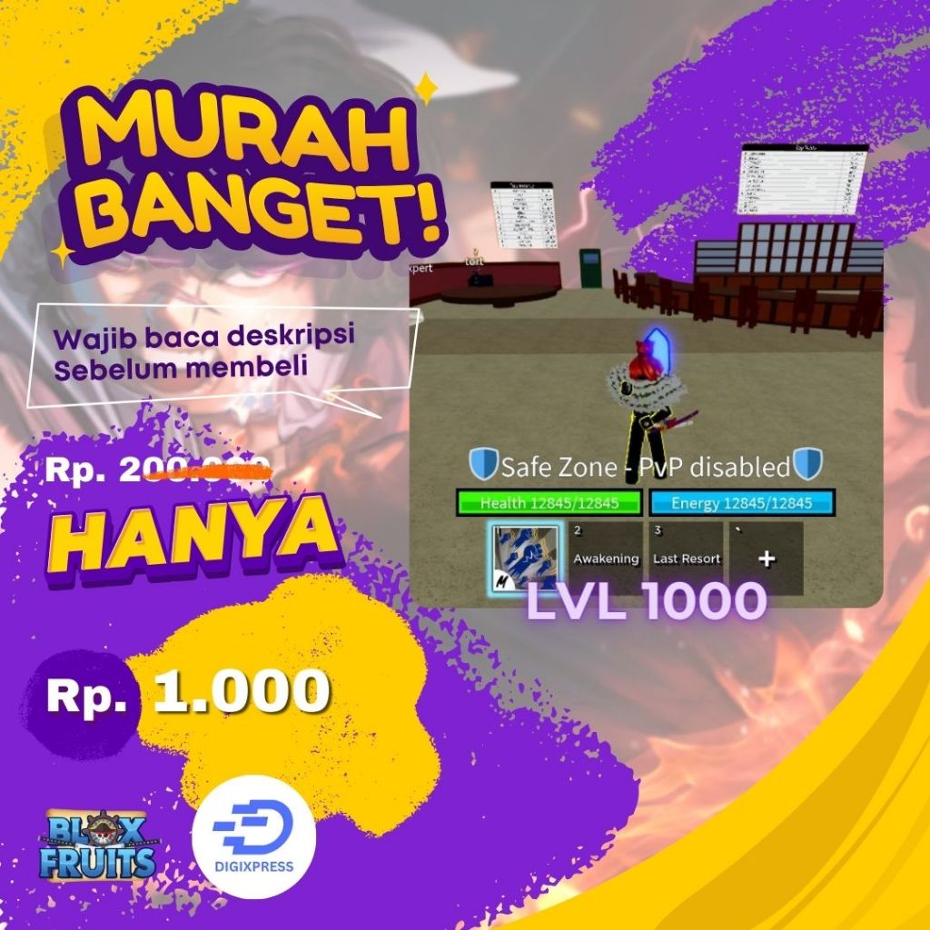 Jual Akun Blox Fruit Level 1000 Akun Bloxfruit Roblox Roblox Blox