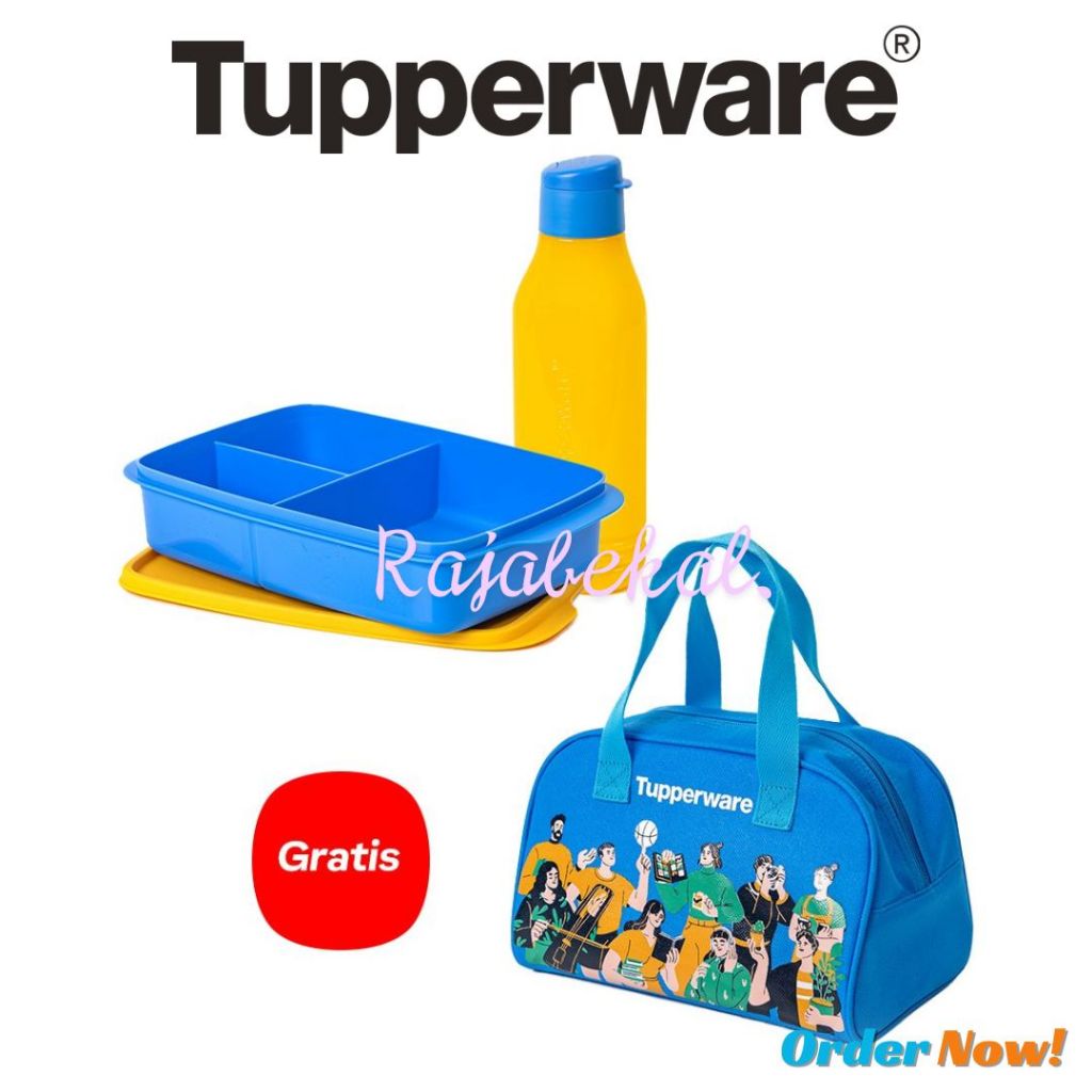 Jual PROMO Tupperware Cool Teen New Paket Tempat Makan Plus Botol Air ...